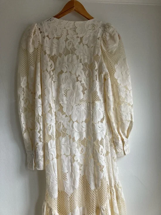 Mr. Larkin The Penny Dress S Small  NWT Ivory Lace V-Neck Long Sleeve Dress - Picture 10 of 12